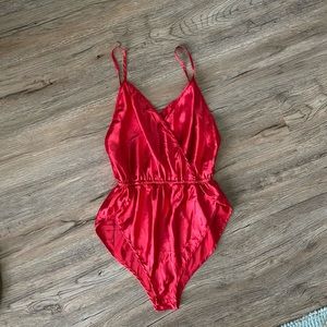Vintage Victoria Secret red satin bodysuit